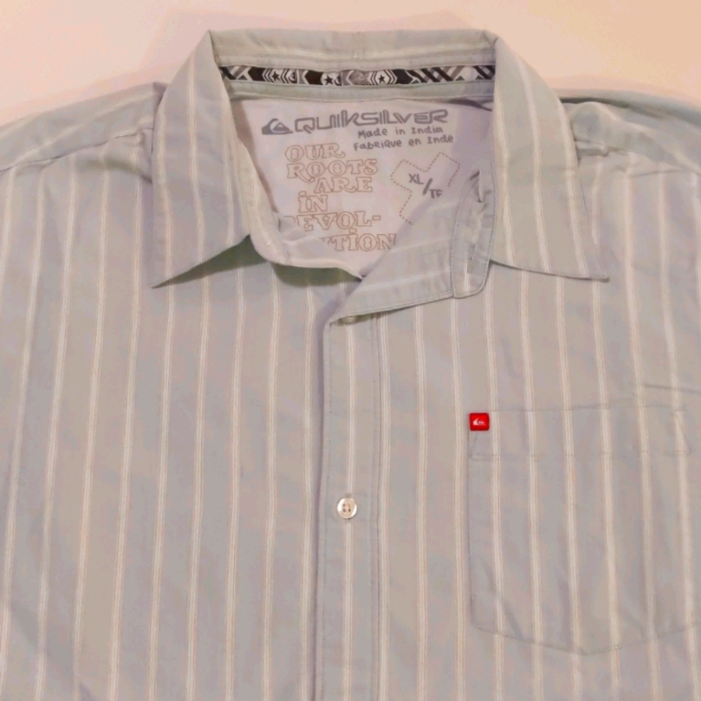 Blue Striped Quiksilver Short Sleeve